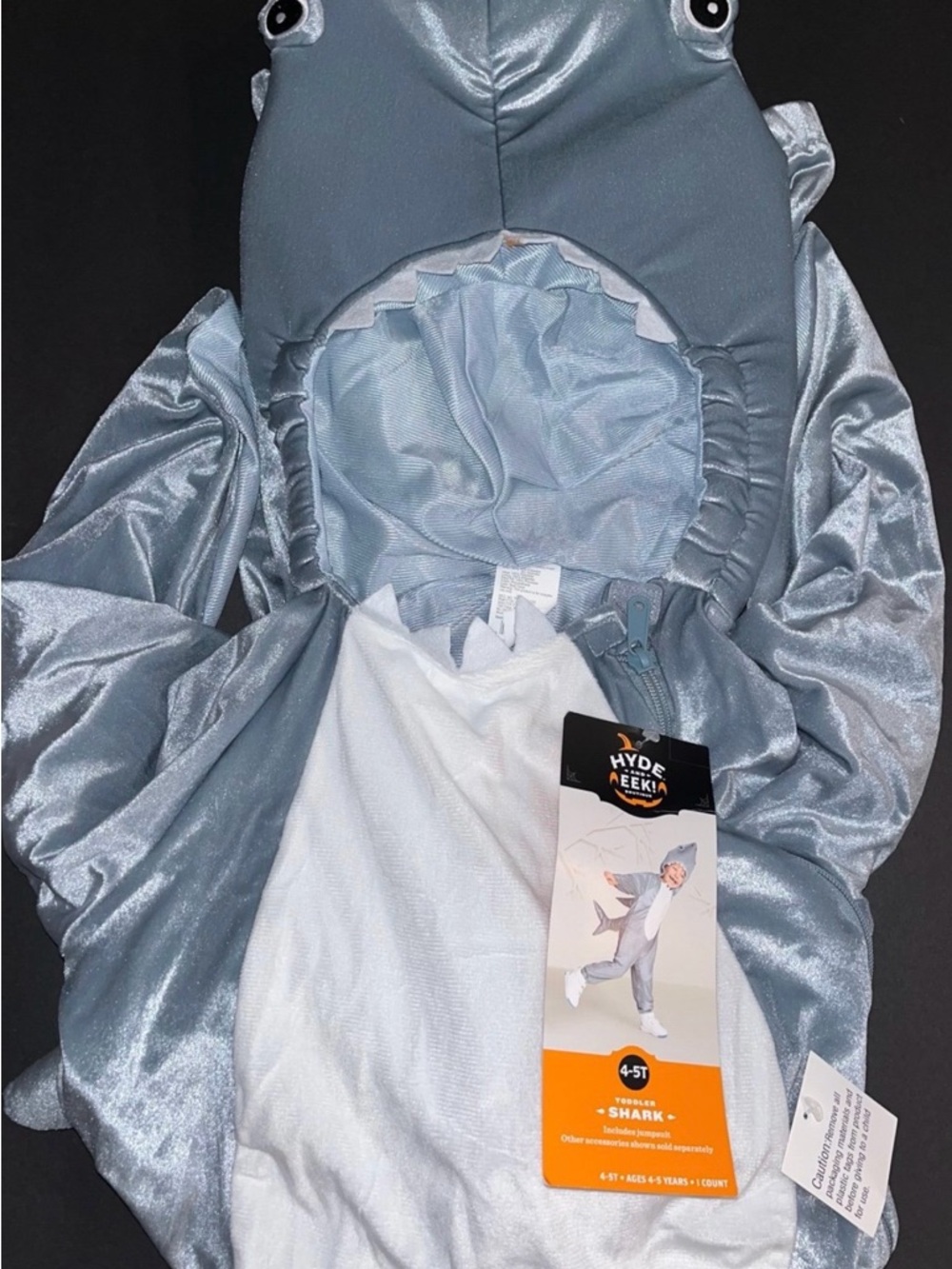 NWT Toddler Shark Costume 4-5T Hyde & EEK Halloween Jumpsuit Kids - Picture 4 of 6